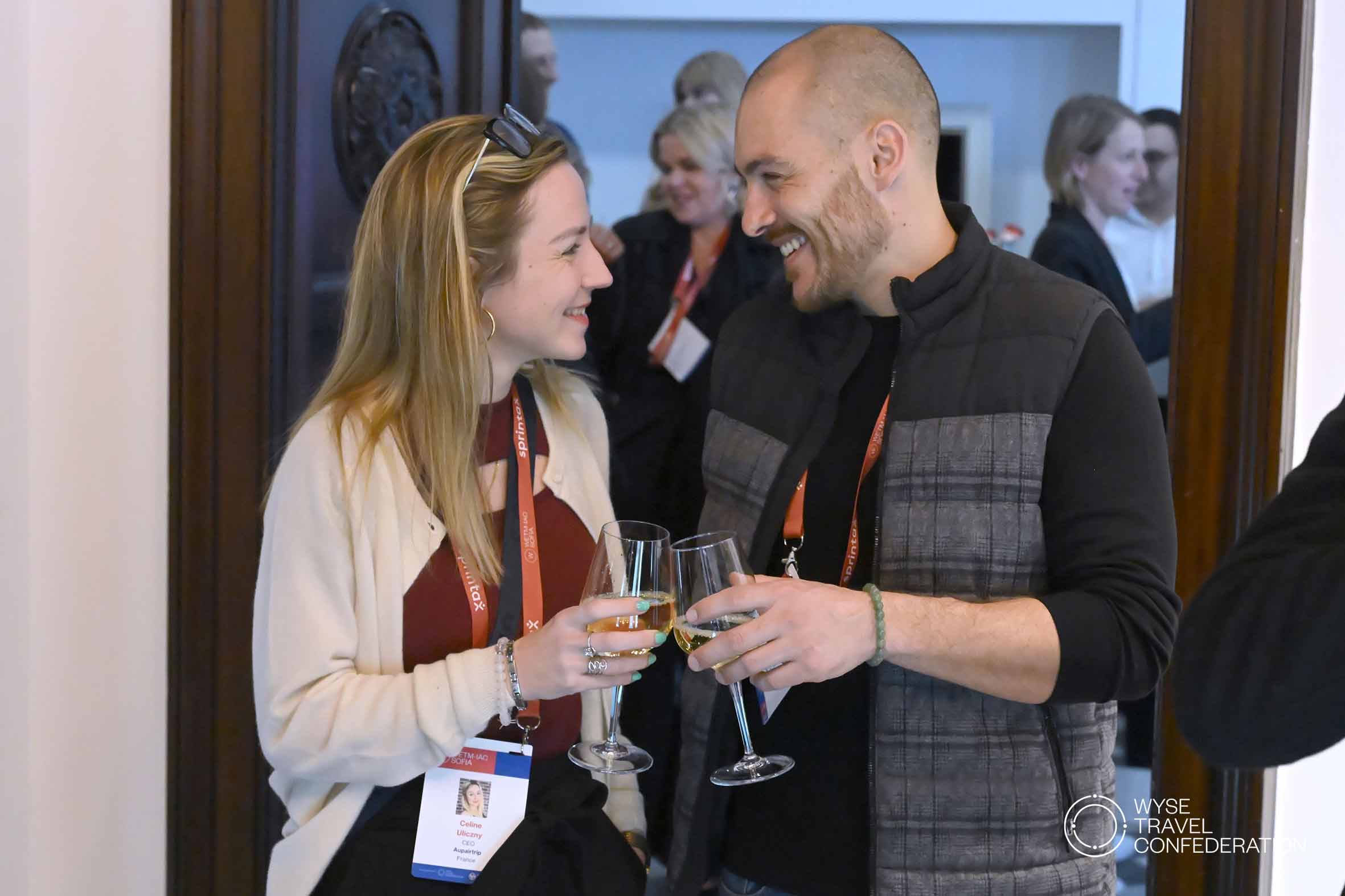 Céline and Alexis, the founders of Aupairtrip, at an international travel-industry event